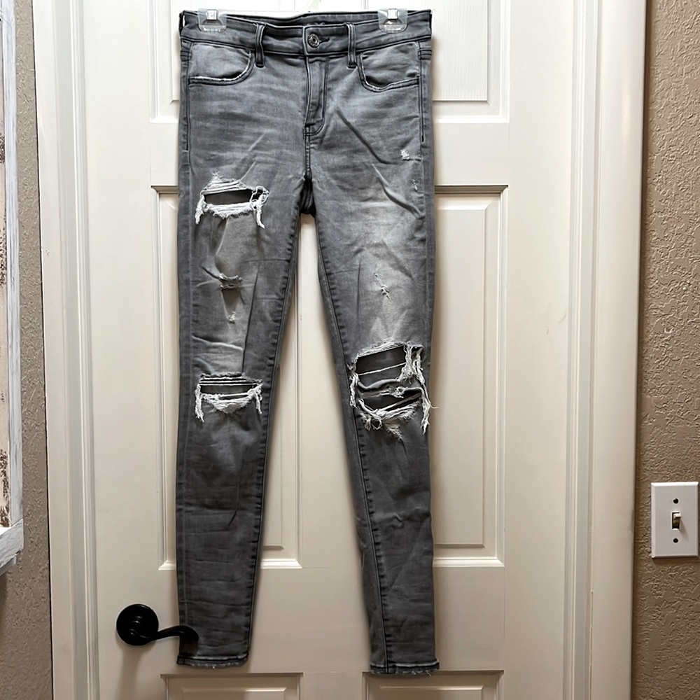 American Eagle jegging, gray denim, size 6 long